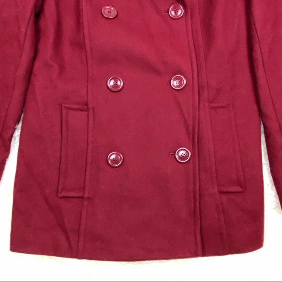 GC Gallery Collection Red Classic Wool Double Breasted Peacoat Vtg Button Front - Picture 4 of 16